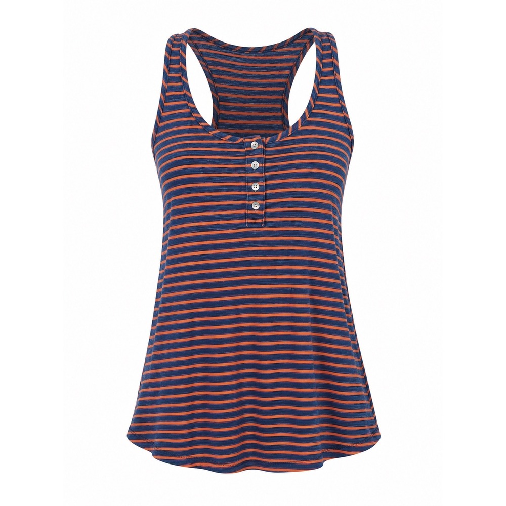 Madewell Striped Henley Racerback Tank Top womens Medium summer indie preppy